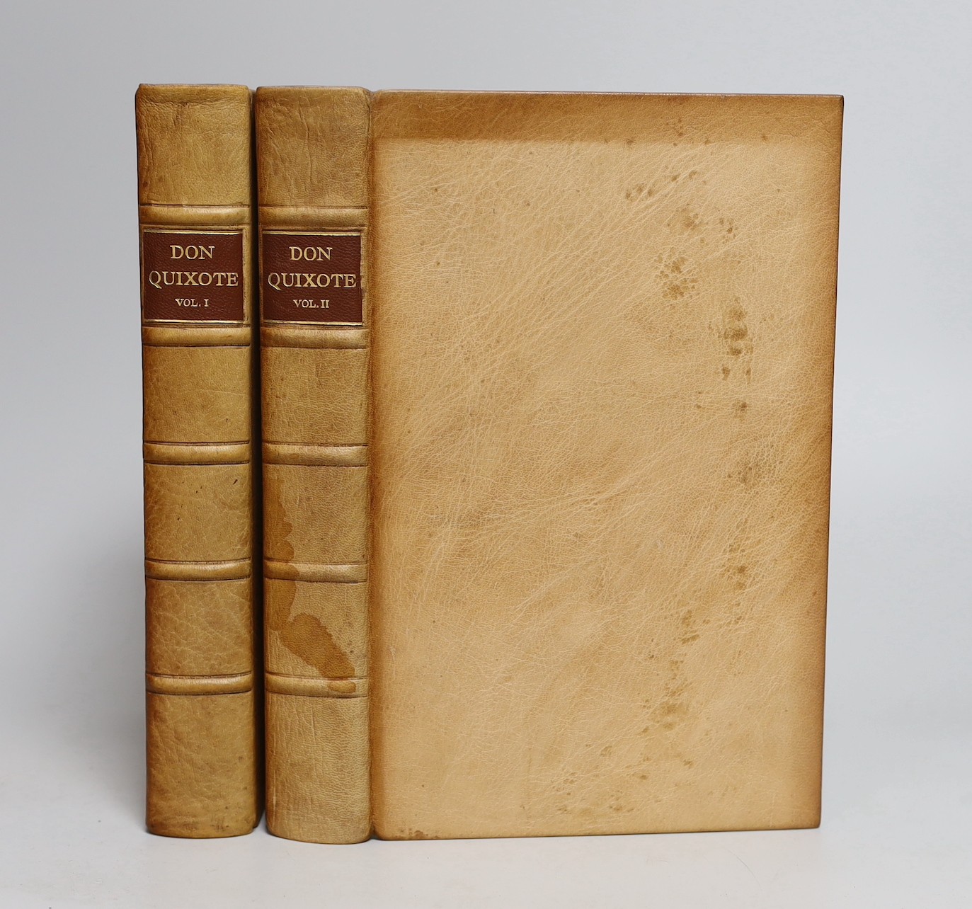 Nonesuch Press - Cervantes, Miguel de - The History of the renowned Don Quixote, 2 vols, illustrated with 21 colour plates by E. McKnight Kauffer, one of 1475, 8vo, tan niger, The Nonesuch Press, London, 1930